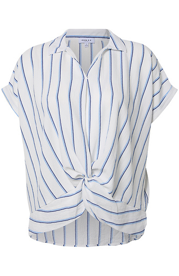 Striped V-Neck Top Slide 1