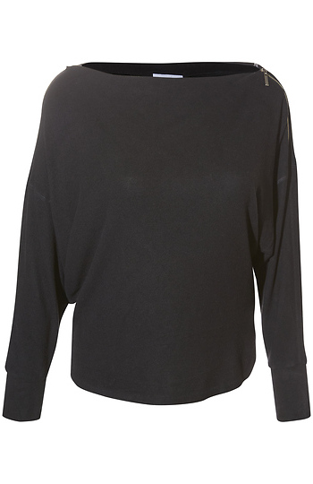 Katie Zipped Boat Neck Long Sleeve Top Slide 1