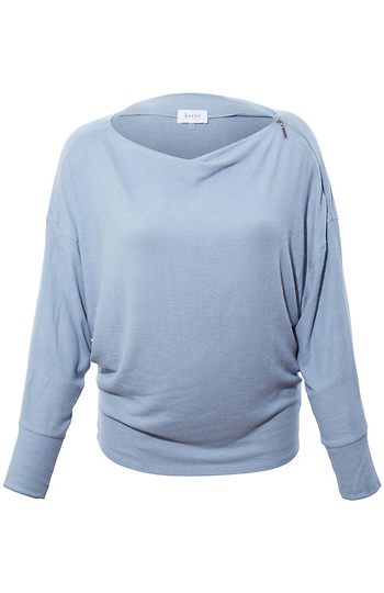 Katie Zipped Boat Neck Long Sleeve Top Slide 1