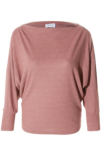Katie Zipped Boat Neck Brushed Knit Top Slide 1