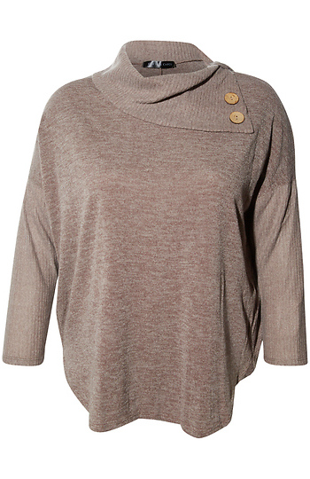 Long Sleeve Cowl Neck Top Slide 1