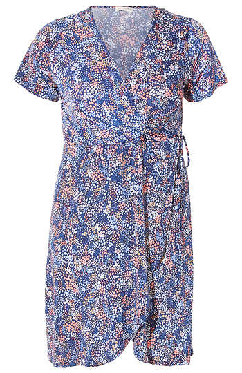 Printed Faux Wrap Dress Slide 1