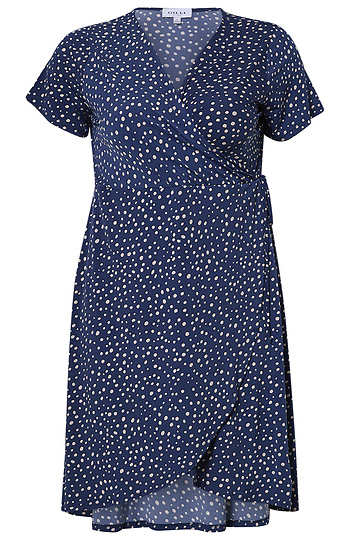 Polka Dot V-Neck Wrap Dress Slide 1