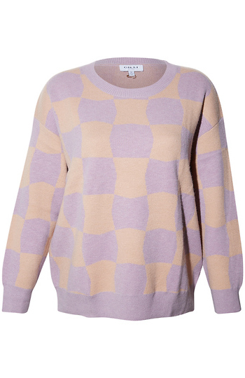 Checker Pattern Sweater Slide 1