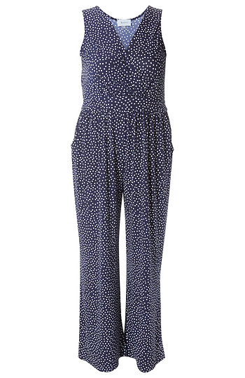 Polka Dot Surplice Jumpsuit Slide 1