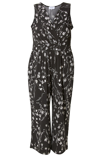 Elsa Cropped Surplice Sleeveless Floral Jumpsuit Slide 1