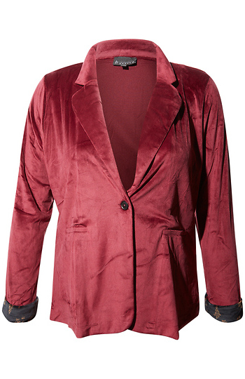 Roll Sleeve Knit Blazer Slide 1