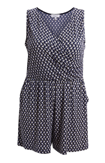 Printed Surplice Romper Slide 1