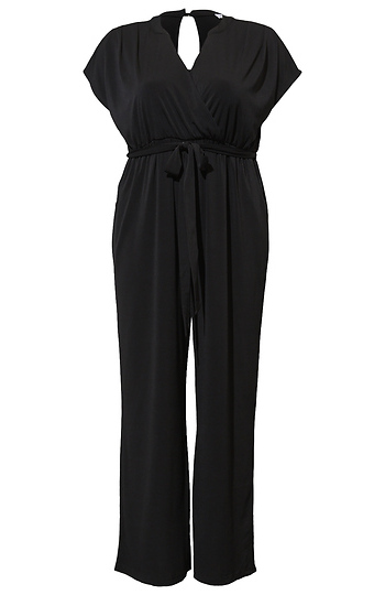 Short Sleeve Tie Front Jumpsuit Slide 1