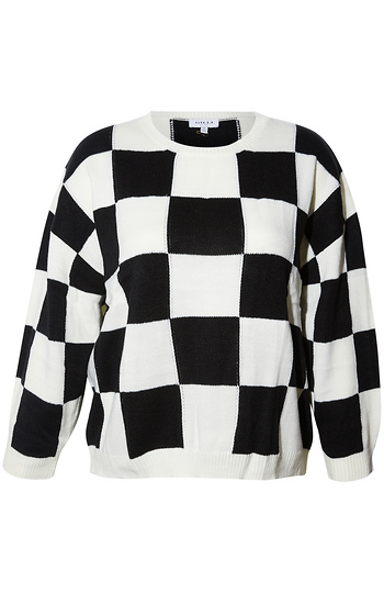 Checkered Print Sweater Slide 1