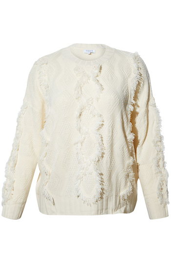 Fringe Detail Cable Knit Sweater Slide 1