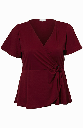 Short Sleeve Wrap Top Slide 1