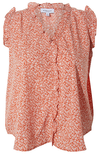 Ruffle V Neck Floral Top Slide 1