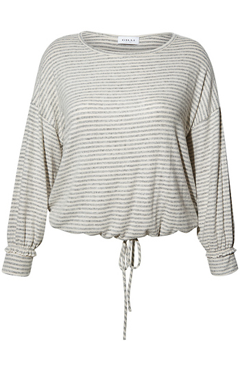 Striped Long Sleeve Drawstring Top Slide 1