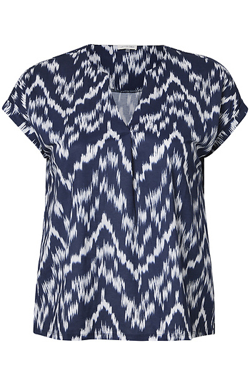 Printed Pleat Front Dolman Top Slide 1