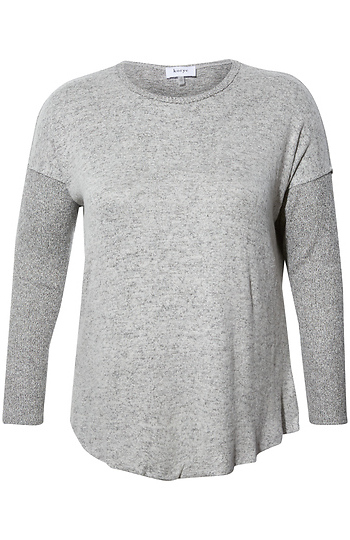 Long Sleeve Ribbed Contrast Top Slide 1