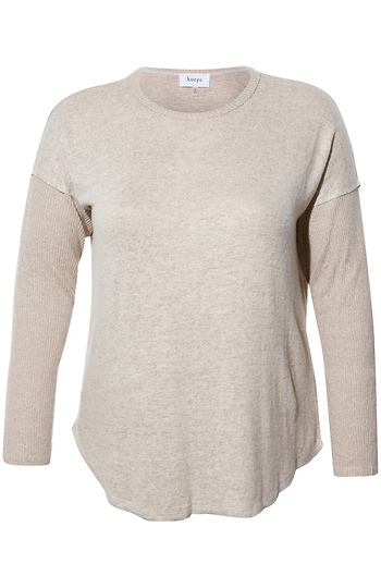 Long Sleeve Ribbed Contrast Top Slide 1