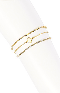 Clover Charm Layered Bracelet Set Slide 1