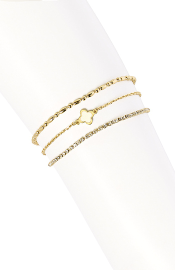 Clover Charm Layered Bracelet Set Slide 1