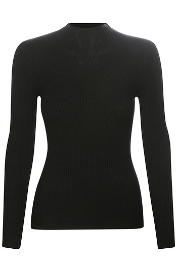 Mock Neck Ribbed Long Sleeve Top Slide 1