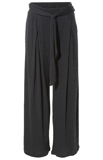 Waist Tie Pucker Knit Wide Leg Pant Slide 1