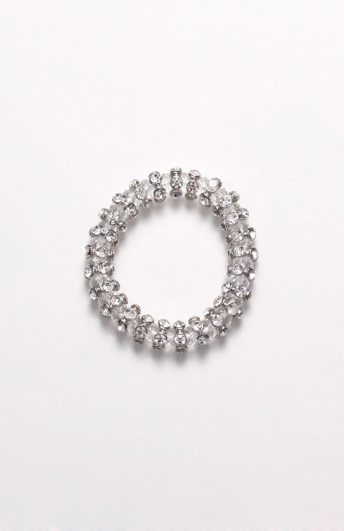 Rhinestone & Bead Stretch Bracelet in White DAILYLOOK