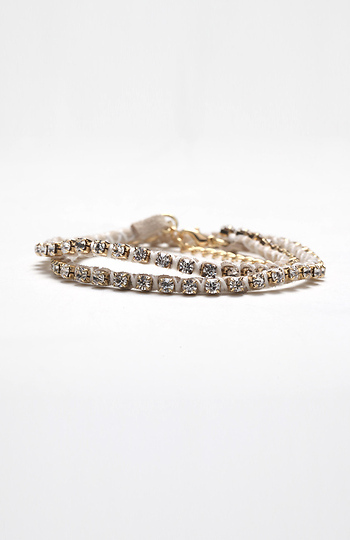 Cotton Diamante Wrap Bracelet Slide 1