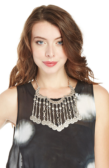 Chanour Coin Fringe Necklace Slide 1