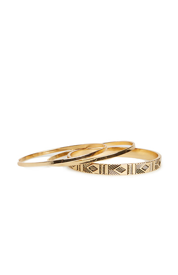 DAILYLOOK Tribal Engraved Bangle Bracelet Set Slide 1