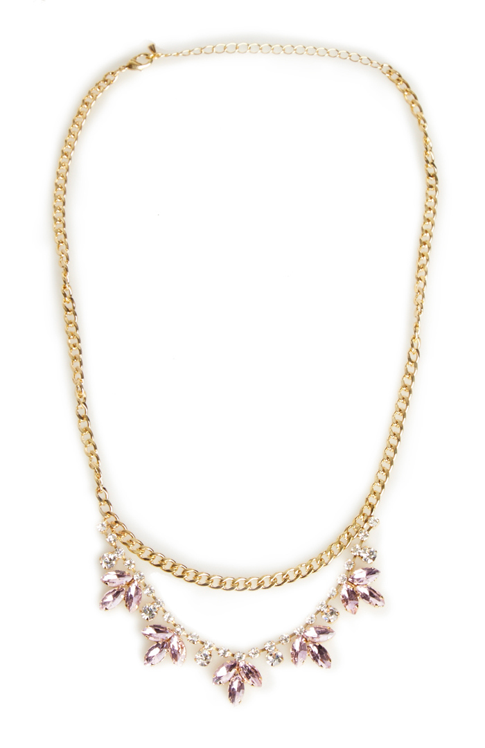 DAILYLOOK Crystal Vine Chain Necklace in Pink DAILYLOOK