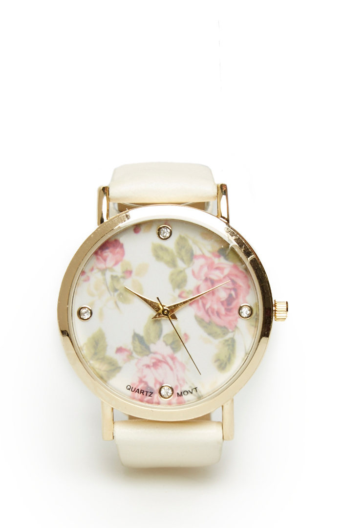 Floral Face Watch in Ivory DAILYLOOK