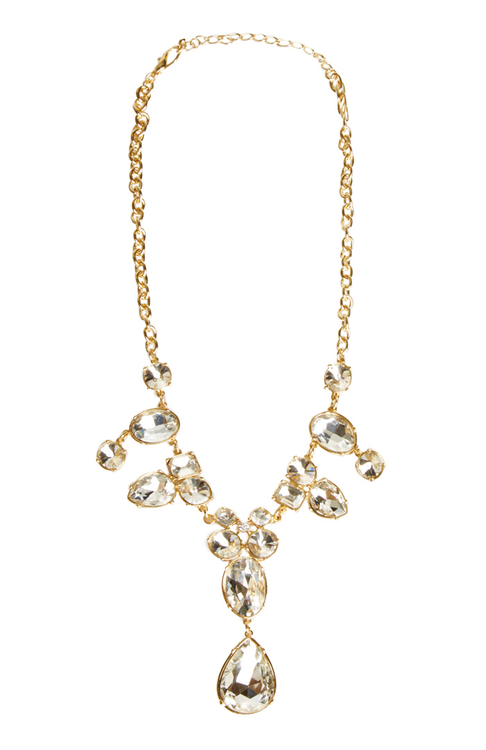 DAILYLOOK Elegant Crystal Statement Necklace in Gold DAILYLOOK