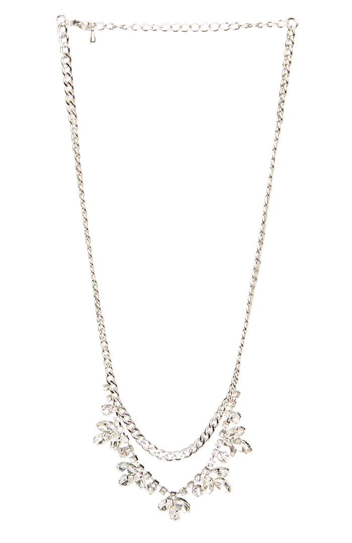 DAILYLOOK Crystal Vine Chain Necklace in Silver DAILYLOOK