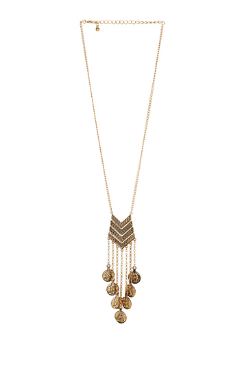 DAILYLOOK Chevron Coin Fringe Necklace Slide 1