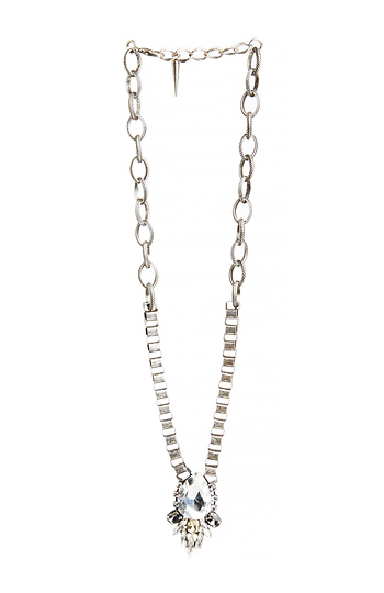 J.O.A. Double Chain Drop Stone Necklace Slide 1