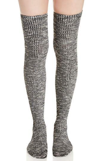 Mixed Knit Thigh High Socks Slide 1