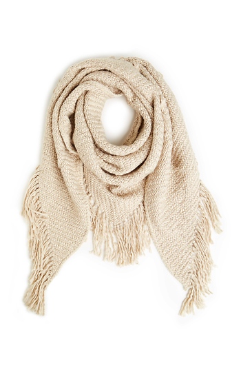 Daria Fringe Knit Shawl Scarf Slide 1