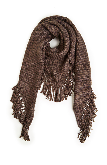 Daria Fringe Knit Shawl Scarf Slide 1