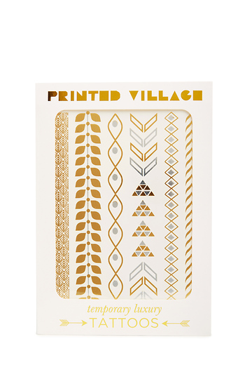 Printed Village Leaves Arrow Flash Tattoos Slide 1