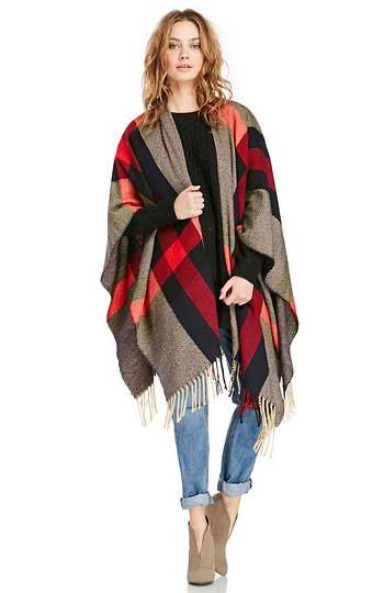 Pine Plaid Poncho Slide 1