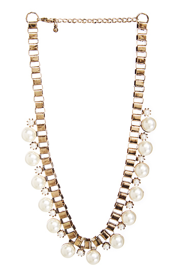 J.O.A. Multi Pearl Chain Link Necklace Slide 1