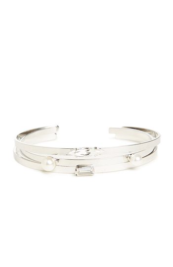 J.O.A Crystal Gem & Pearl Cuff Bracelet Slide 1