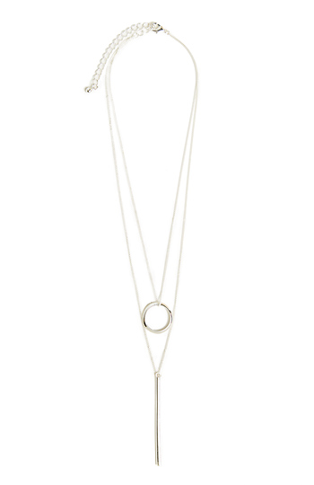 DAILYLOOK Circle Meets Sword Drop Necklace Slide 1