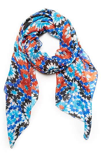 Vismaya Silk Abstract Print Scarf Slide 1