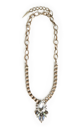 J.O.A. Double Chain Drop Stone Necklace Slide 1