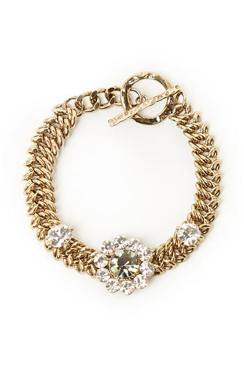 J.O.A. Flower Stone Chain Bracelet Slide 1