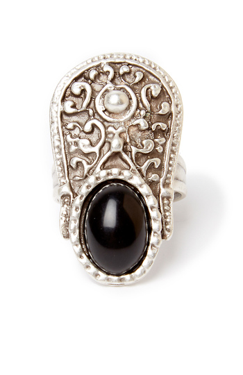 Chanour Black Stone and Metalwork Ring Slide 1