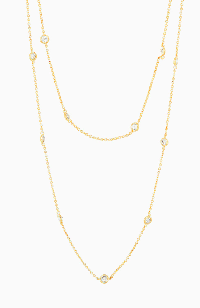 DAILYLOOK Long Crystal Chain Necklace in Gold DAILYLOOK
