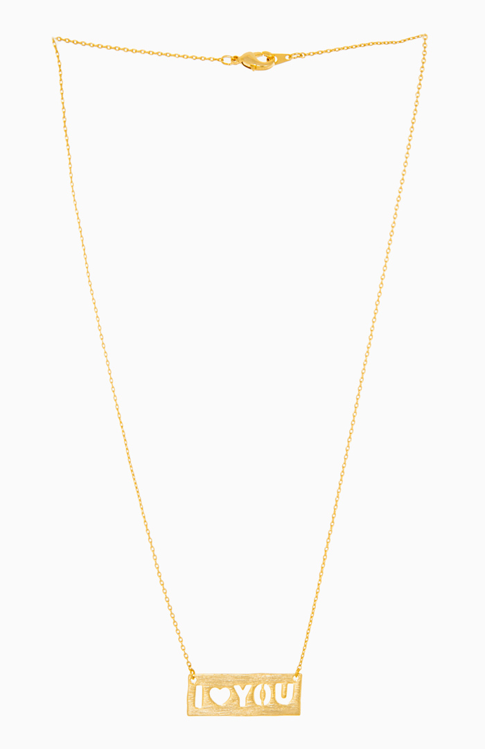 'I Love You' Pendant Necklace in Gold DAILYLOOK