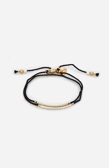 Miss Independent Double Wrap Silk Friendship Bracelet in Black | DAILYLOOK